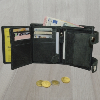 Leder Portemonnaie mit Kette Glattleder Design Roberto mit RFID Schutz